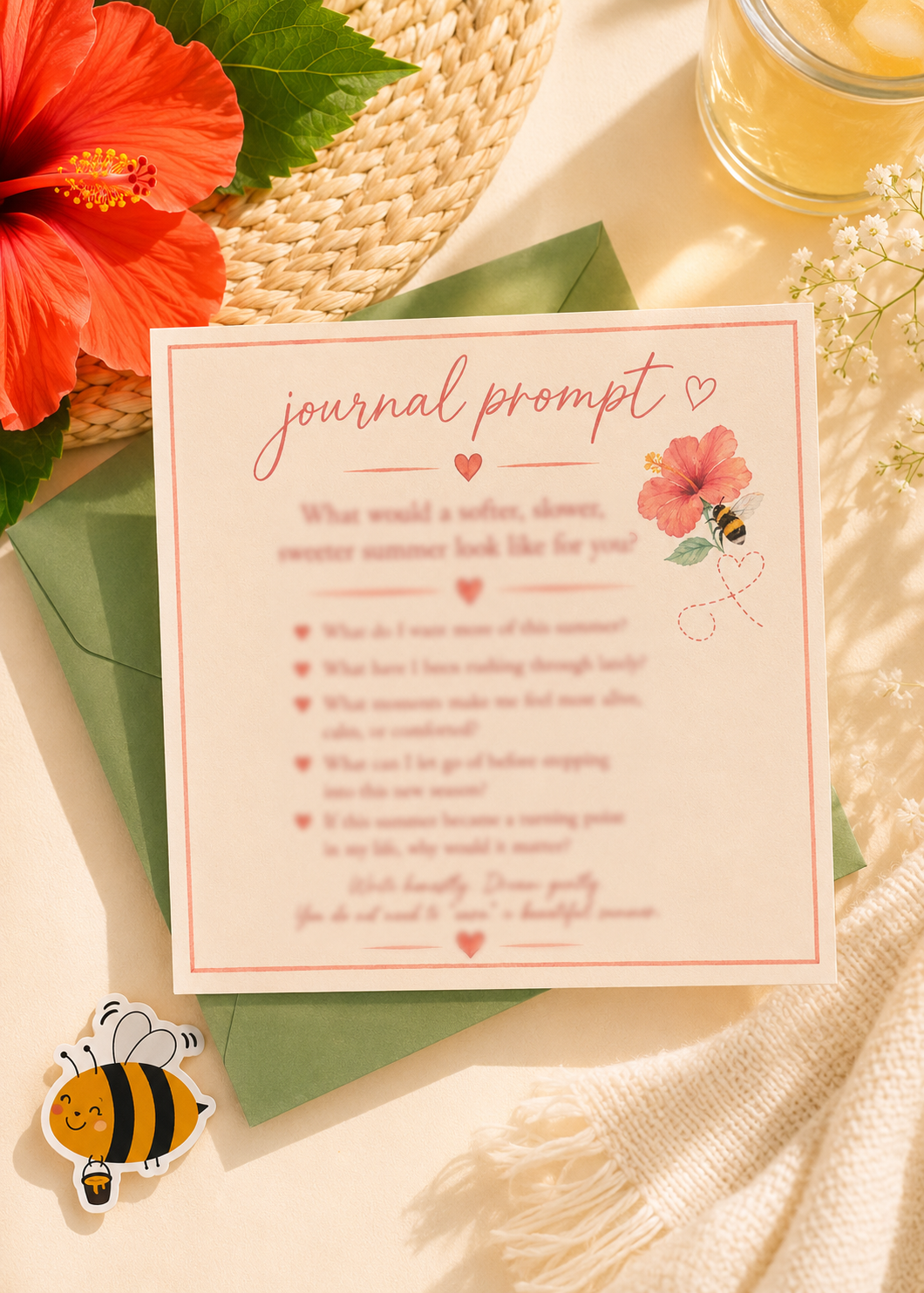 July Snail Mail Theme - Hibiscus Sunset