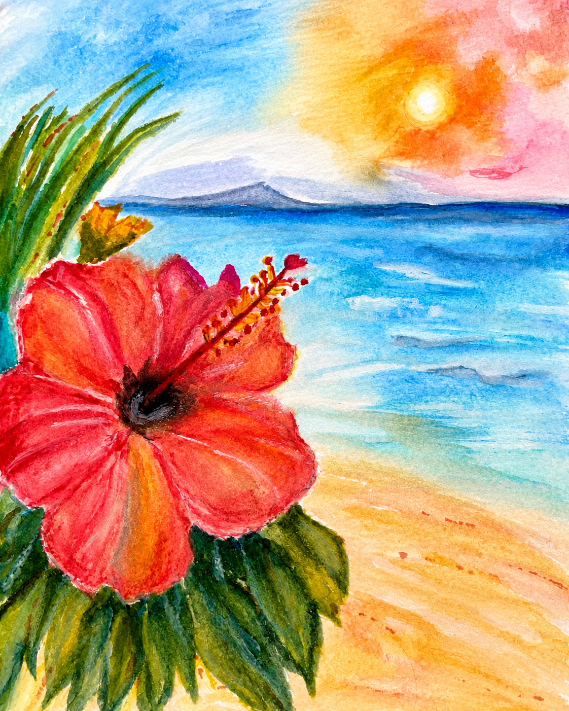 July Snail Mail Theme - Hibiscus Sunset