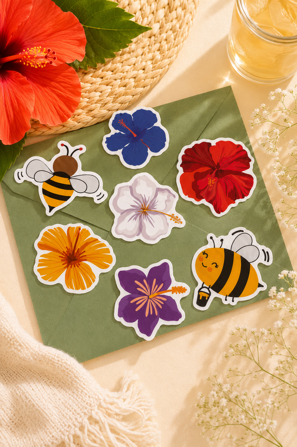 July Snail Mail Theme - Hibiscus Sunset