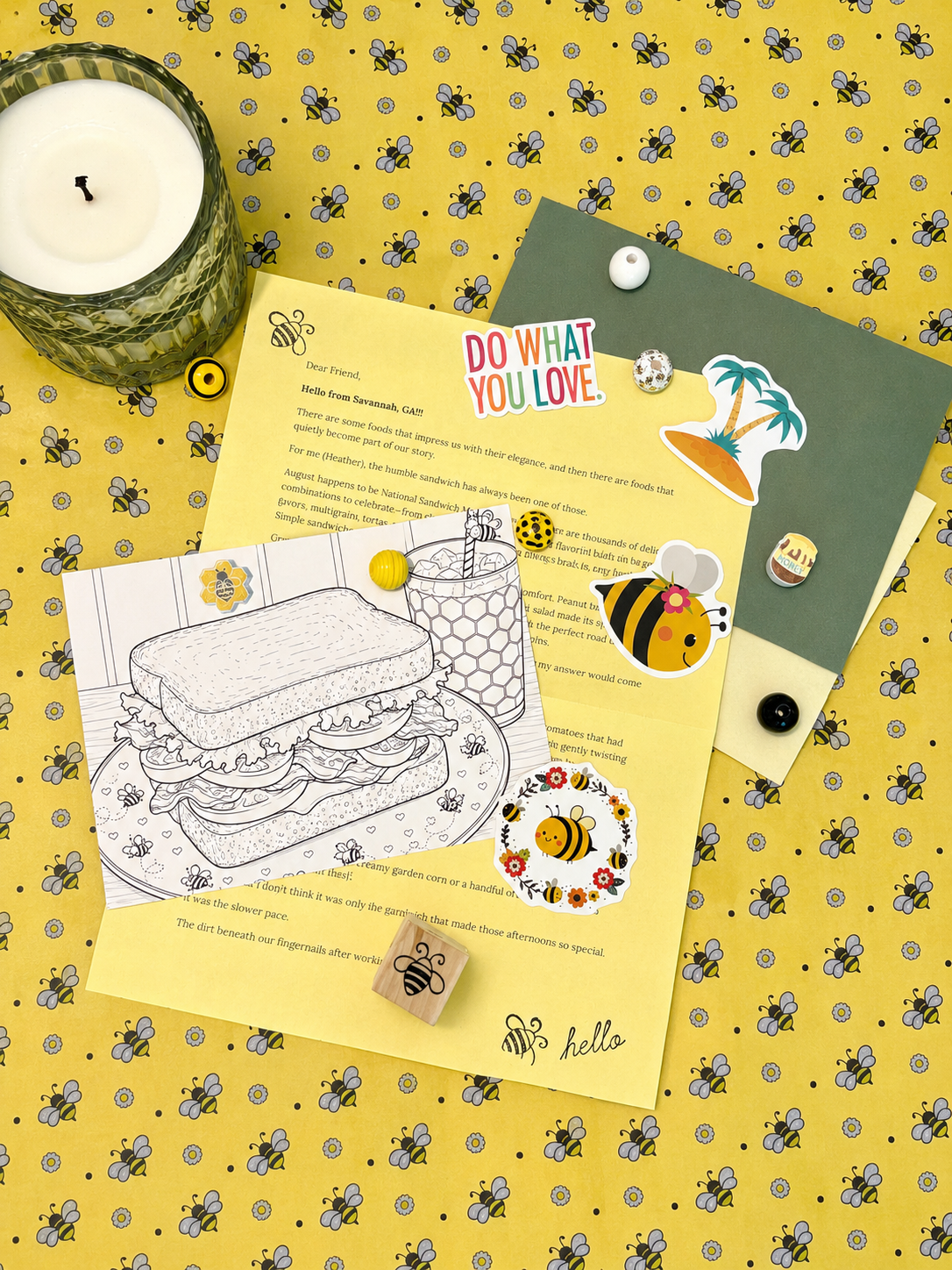 August Snail Mail Theme - All you need is love and a tasty sandwich